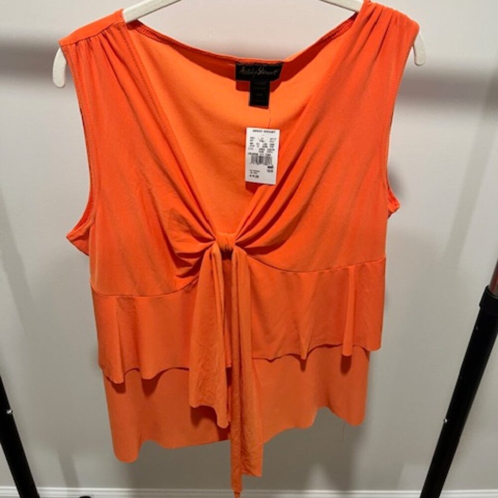 Ruffled Orange Swoop-Neck Top